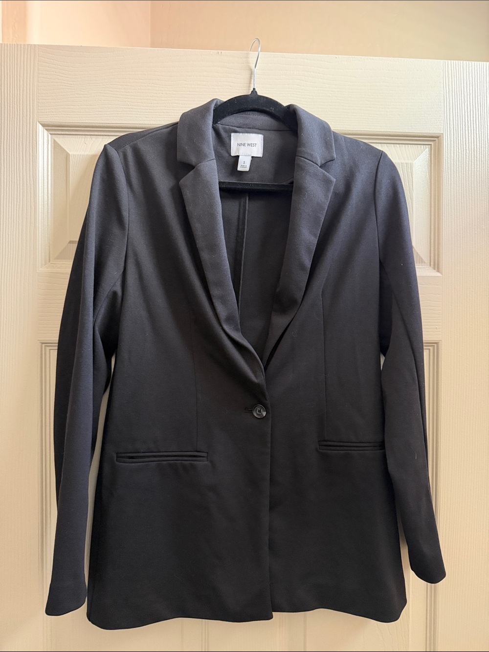Nine West Black Single-Button Notch Lapel Blazer